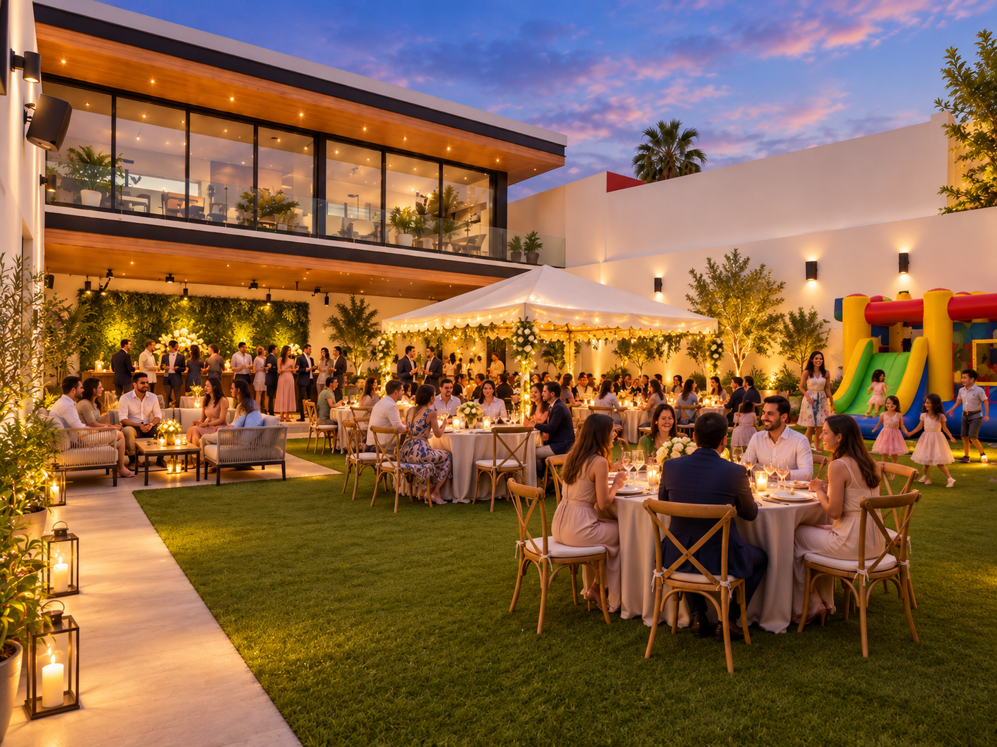 Evento nocturno en la terraza
